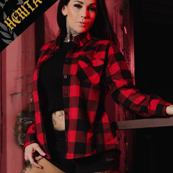 DIXXON Tops - DIXXON Red and Black Plaid Button Down Shirt Redrum 2X Grunge